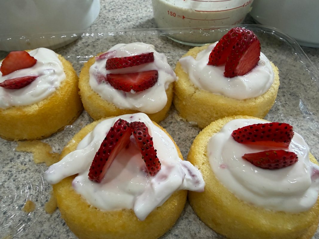 Fresh strawberry shortcake dessert ingredients